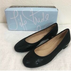 NWT New Life Stride Women's Black Python Velocity 2.0 Almond Toe Flat Size 6.5